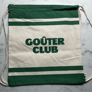 Petit Sézane ‘Snack Club’ Green and Cream Drawstring Bag